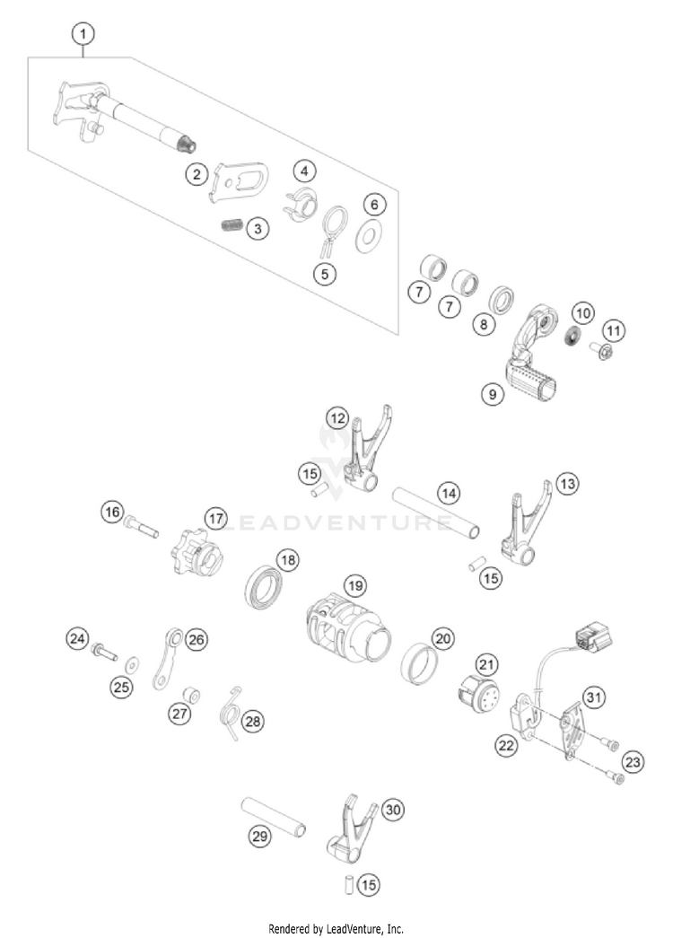 Shifting Mechanism 350 SX-F Engine - 2022 Schematic