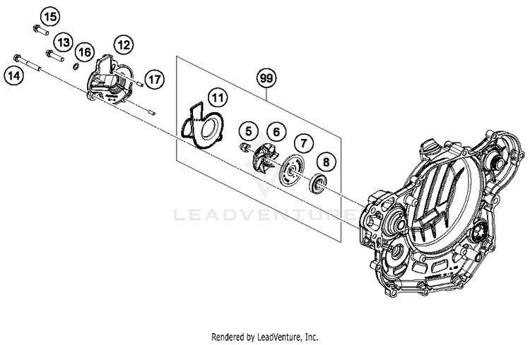 Water Pump 500 EXC-F ENGINE - 2018 Schematic