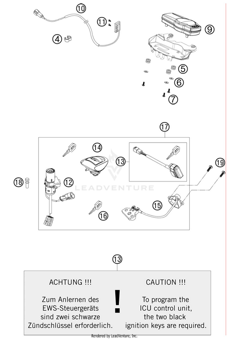 Instruments / Lock System 990 Supermoto R Chassis - 2010 Schematic