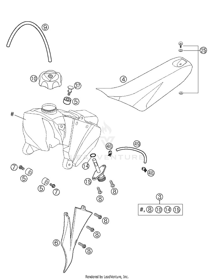 Tank, Seat, Cover Schematic