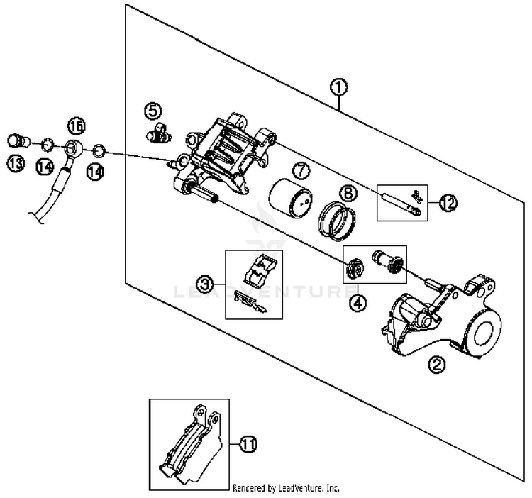 Brake Caliper Rear 690 DUKE WHITE CHASSIS - 2017 Schematic