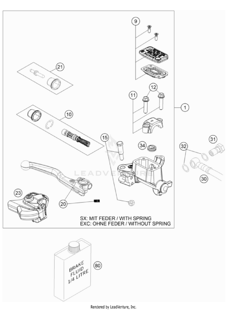 Front Brake Control 350 XC-F CHASSIS - 2024 Schematic