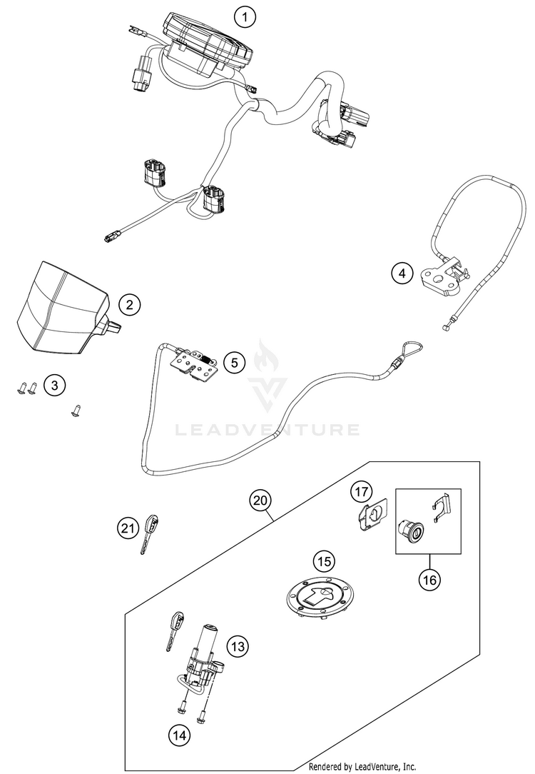 Instruments / Lock System RC 390 BLACK CHASSIS - 2018 Schematic