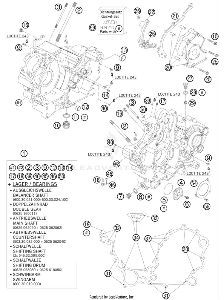 Engine Case 990 Supermoto R Engine - 2010 Schematic