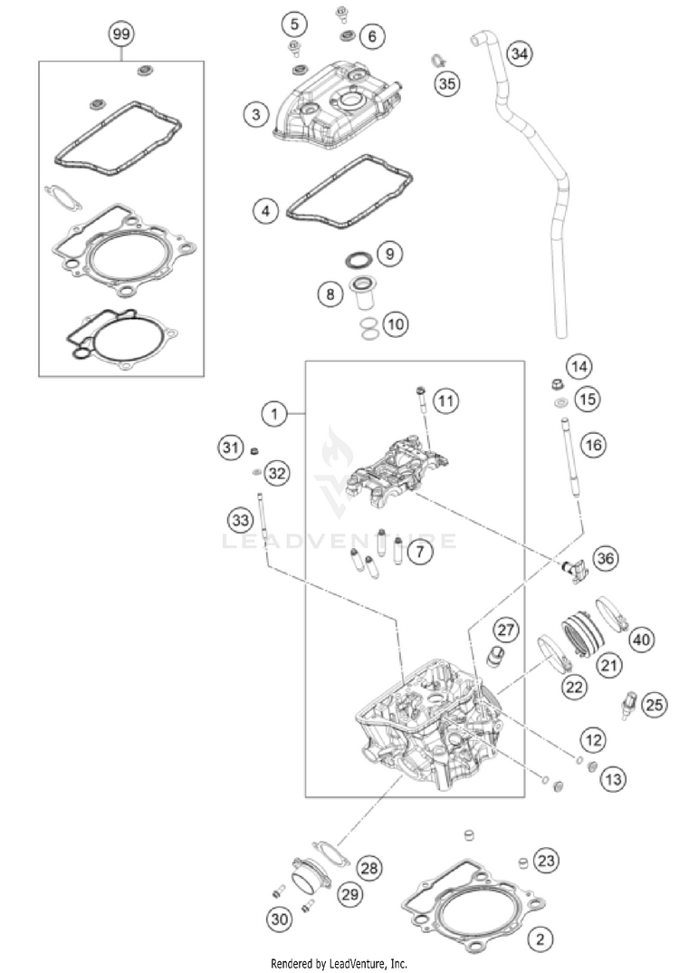 Cylinder Head 350 SX-F ENGINE - 2025 Schematic