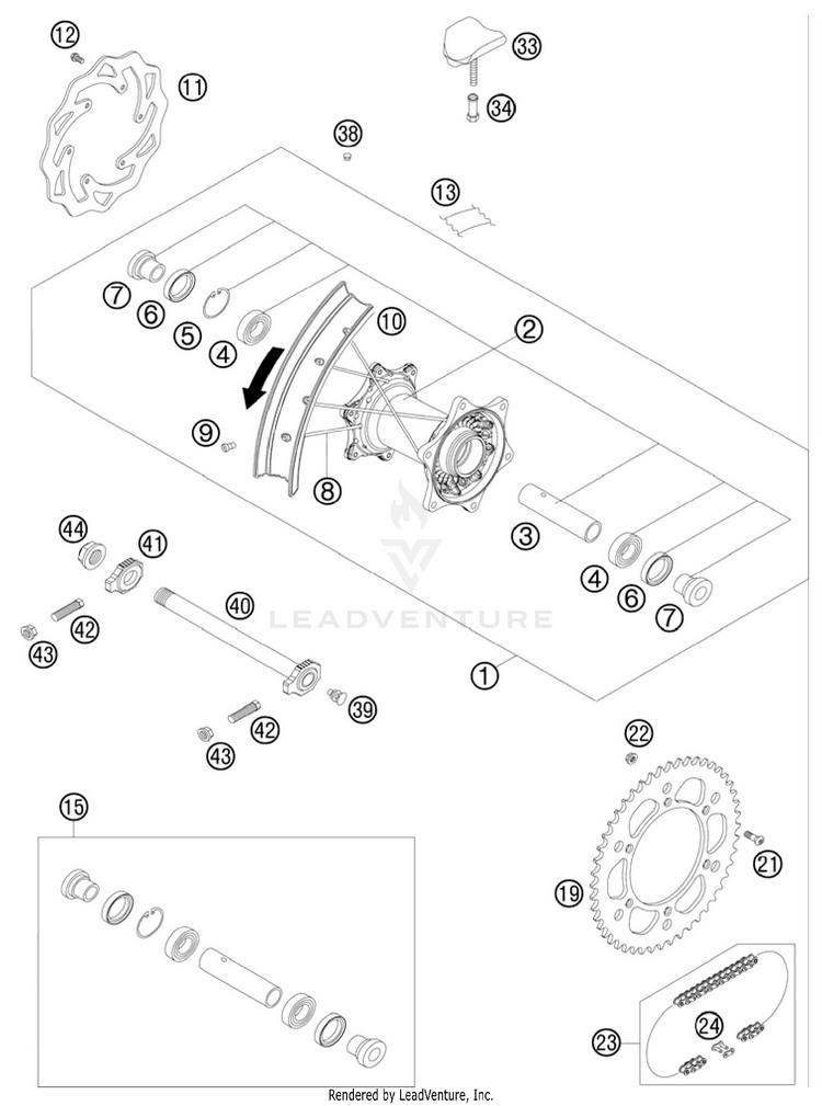 Rear Wheel 250 XC Chassis - 2011 Schematic