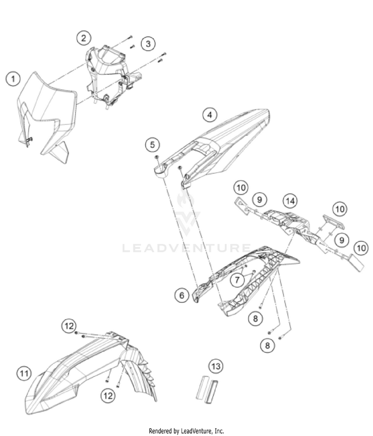 Mask, Fenders 350 EXC-F US CHASSIS - 2024 Schematic