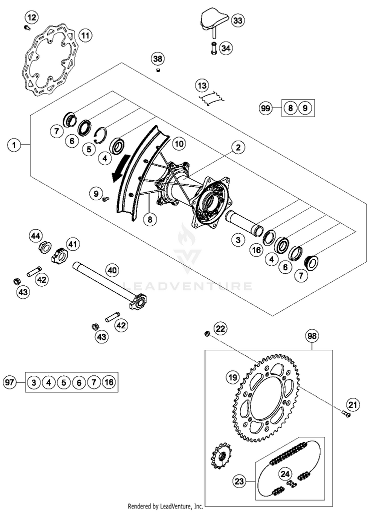 Rear Wheel 250 SX CHASSIS - 2017 Schematic