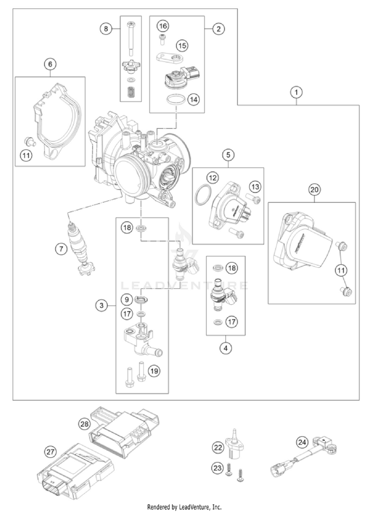 Throttle Body 350 EXC-F ENGINE - 2024 Schematic