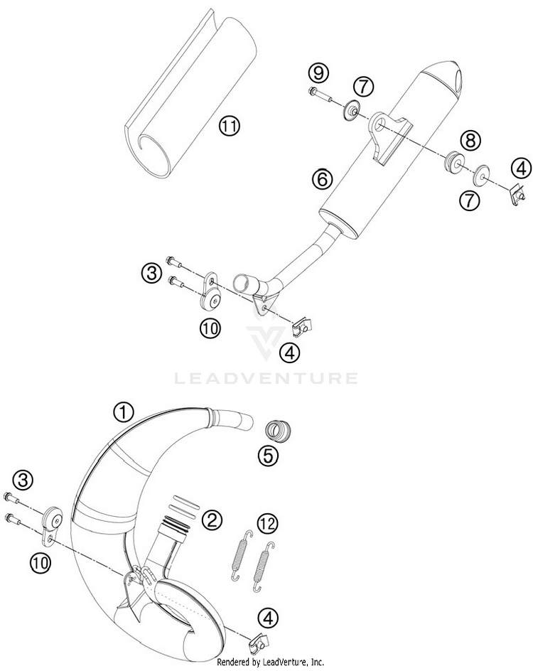 Exhaust System 50 SX Mini Chassis - 2012 Schematic