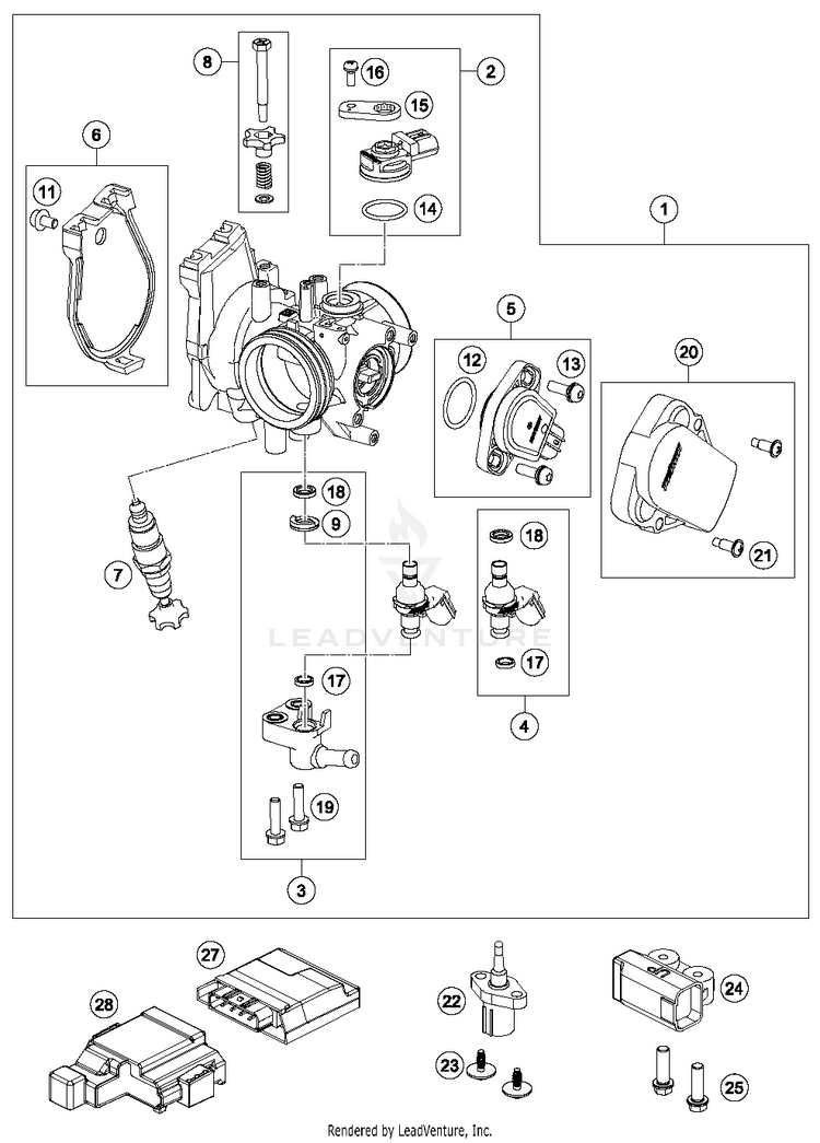 Throttle Body 350 SX-F ENGINE - 2018 Schematic