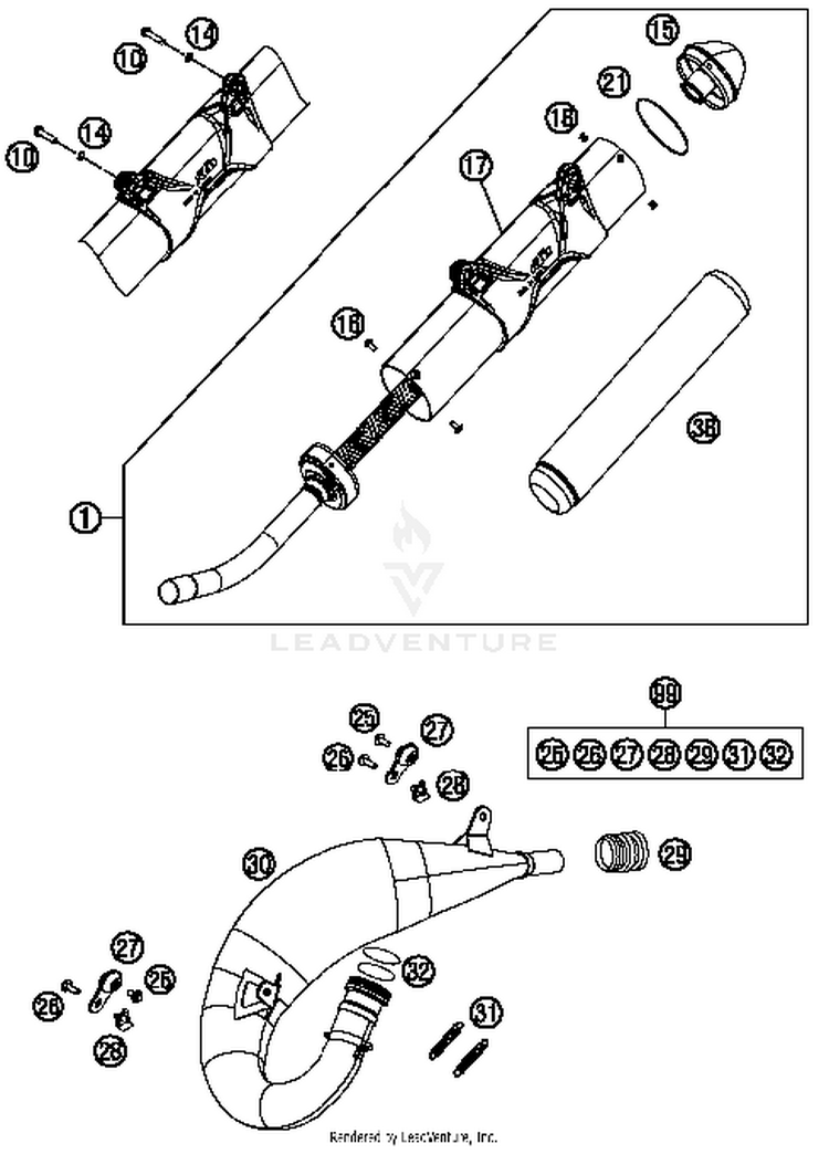 Exhaust System 150 XC Chassis - 2014 Schematic