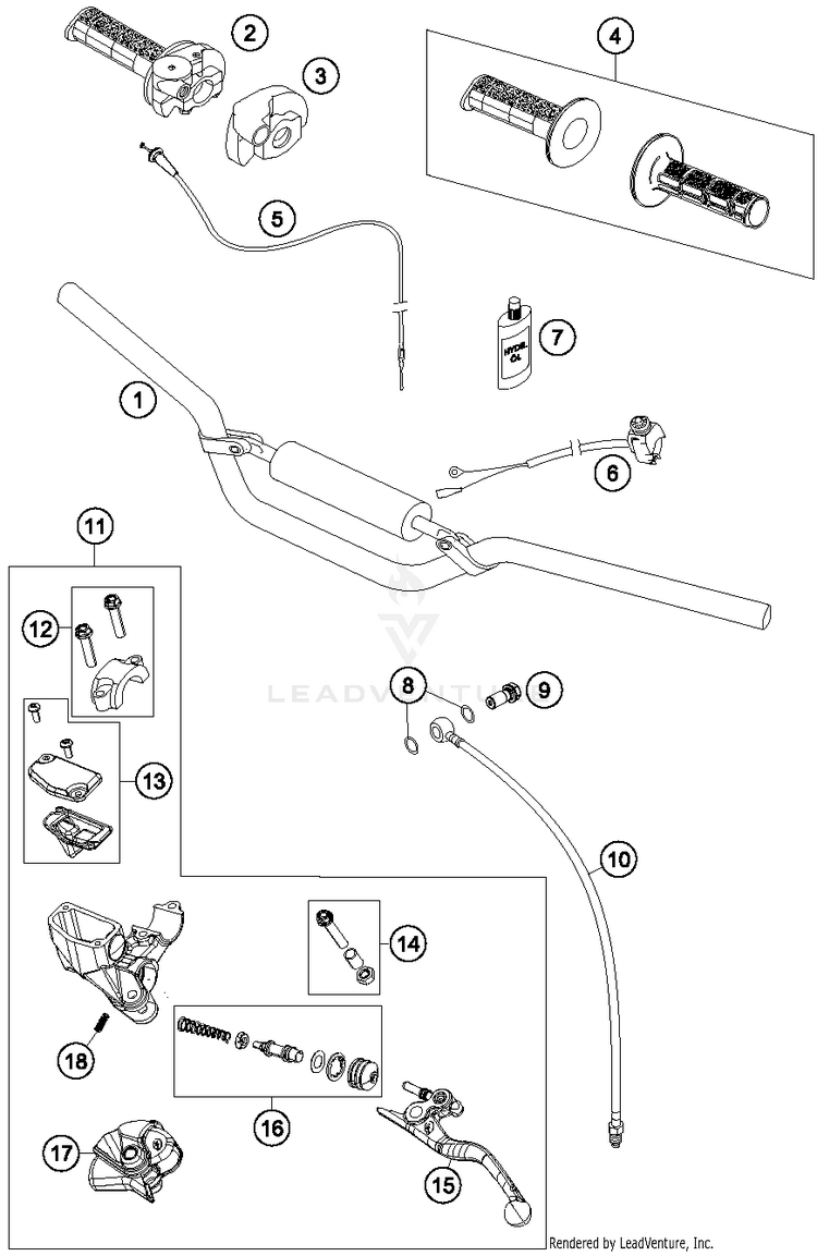 Handlebar, Controls 65 SX Chassis - 2015 Schematic
