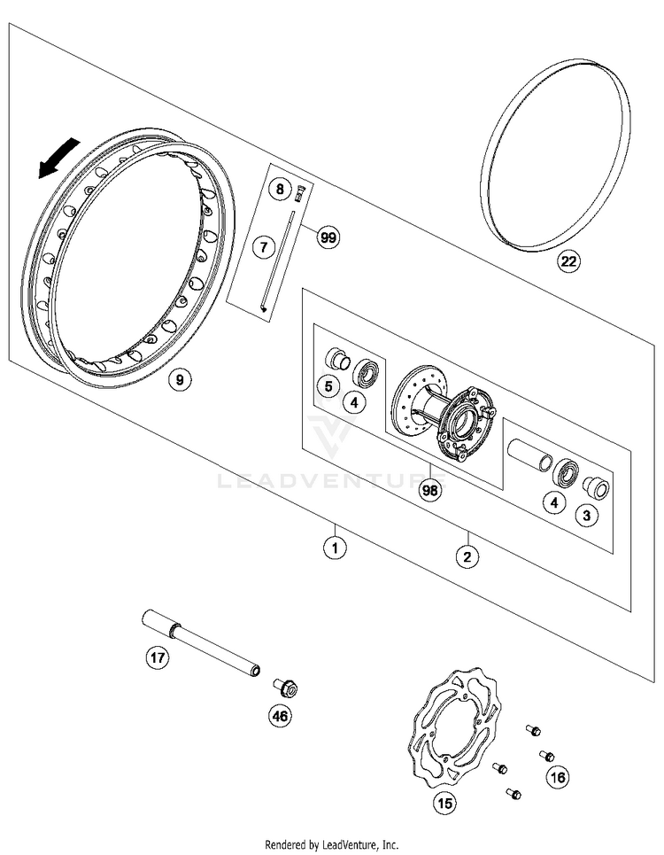 Front Wheel 50 SX MINI CHASSIS - 2018 Schematic