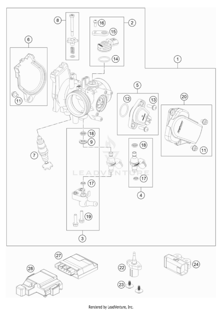 Throttle Body 350 SX-F Engine - 2022 Schematic