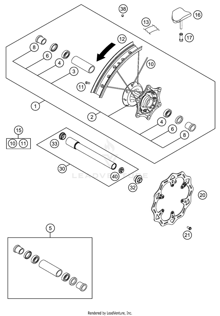 Front Wheel 300 XC-W TPI CHASSIS - 2020 Schematic