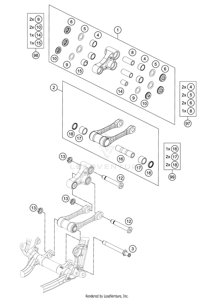 Pro Lever Linking 350 SX-F Chassis - 2021 Schematic