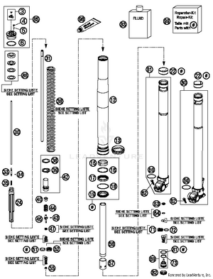 Front Fork, Disassembled Schematic