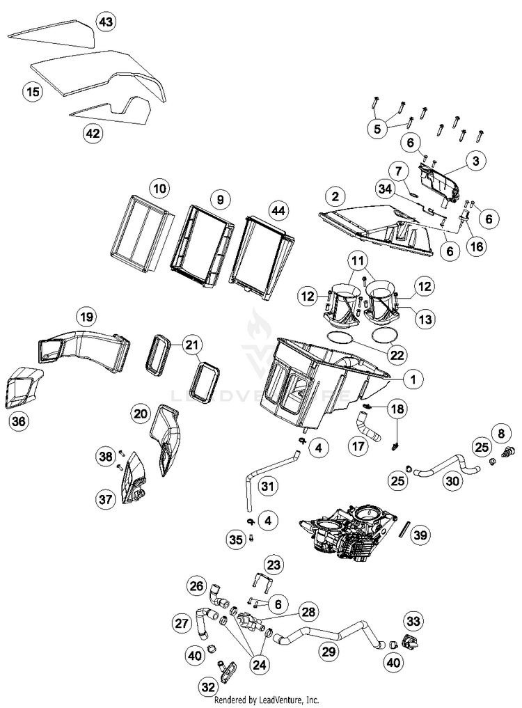 Air Filter 1290 SUPERDUKE R ORANGE Chassis - 2015 Schematic