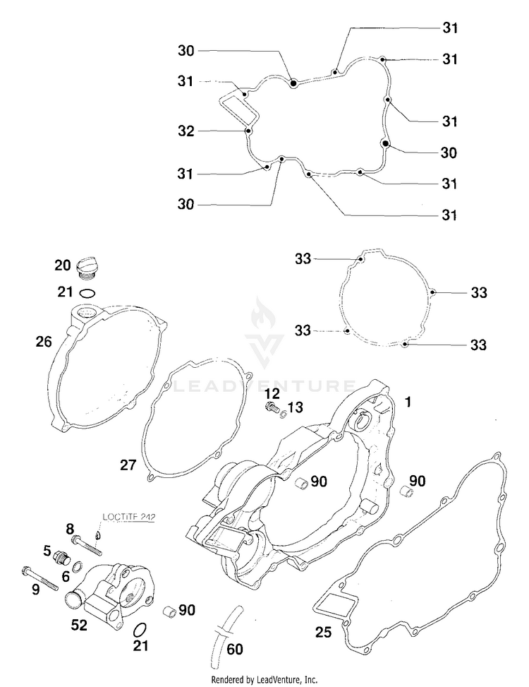 Clutch Cover 125 EXC Engine - 2000 Schematic