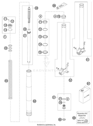 Front Fork, Disassembled Schematic