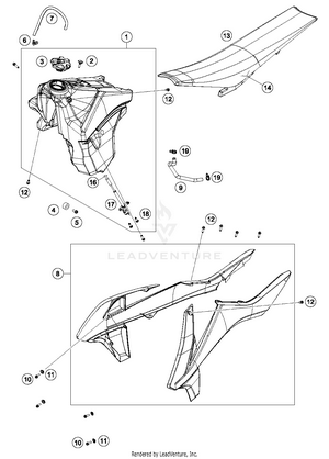 Tank, Seat, Cover Schematic