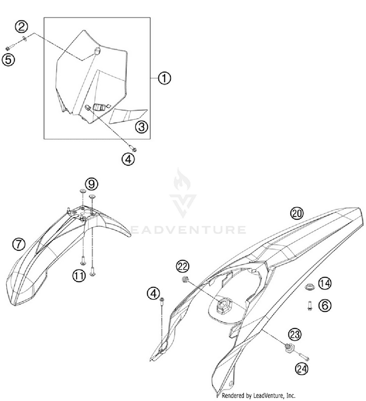 Mask, Fenders 200 XCW Chassis - 2012 Schematic