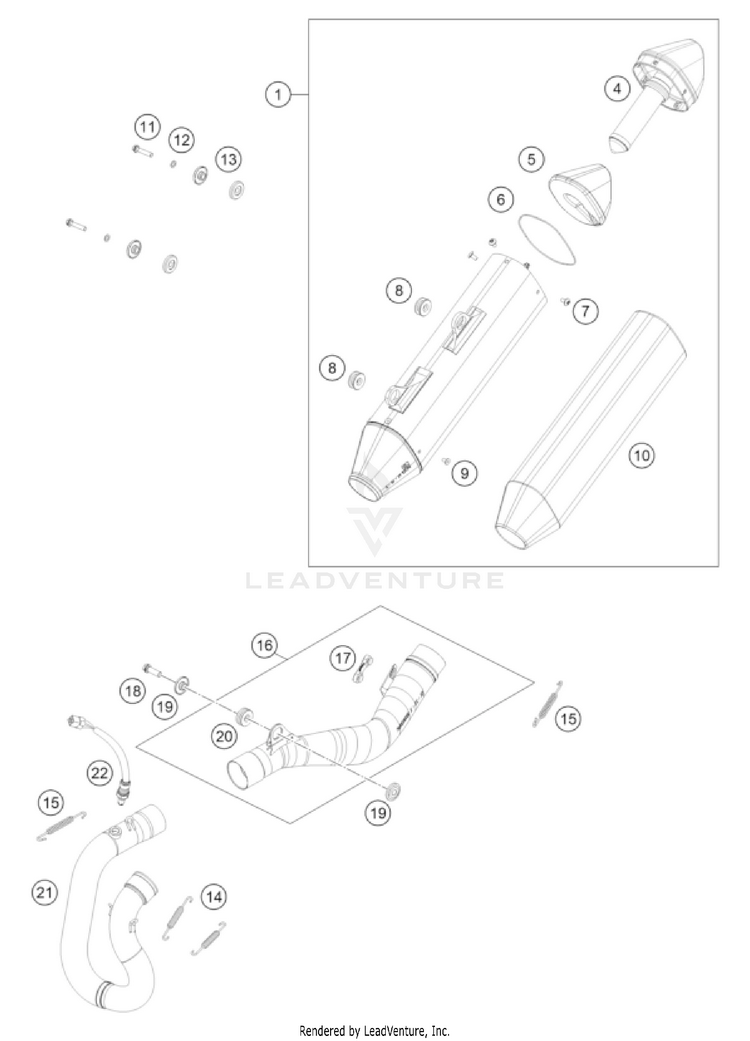 Exhaust System 350 EXC-F CHASSIS - 2023 Schematic