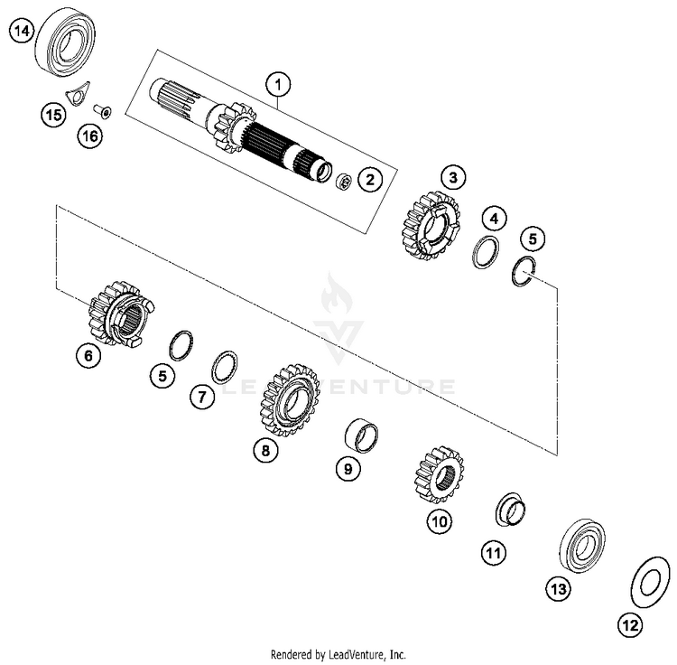 Transmission I - Main Shaft 250 SX-F FACTORY EDITION Engine - 2016 Schematic