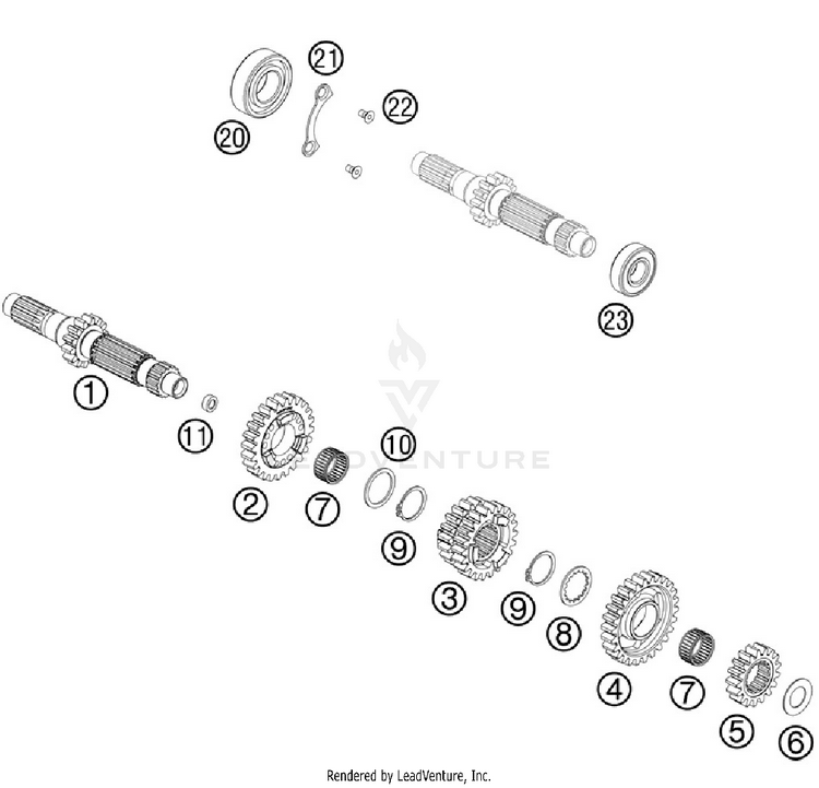 Transmission I - Main Shaft 500 EXC Engine - 2012 Schematic