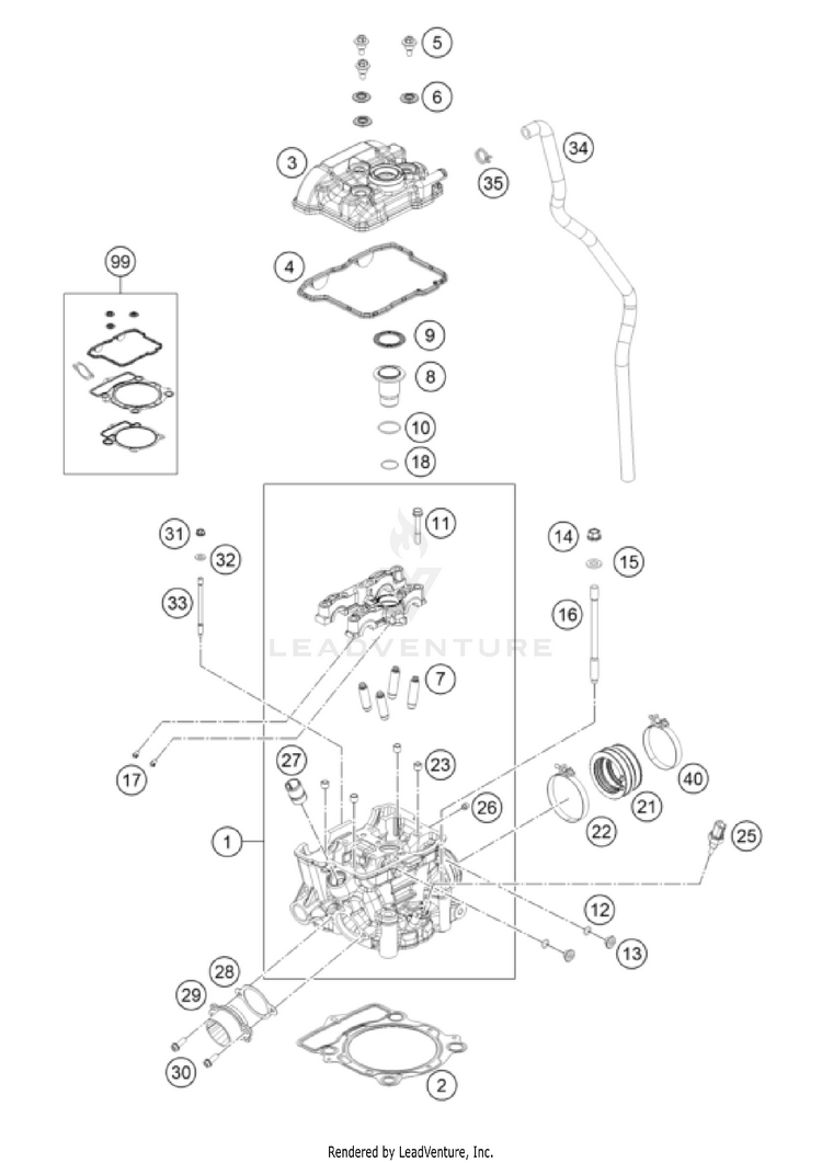 Cylinder Head 350 SX-F Engine - 2022 Schematic