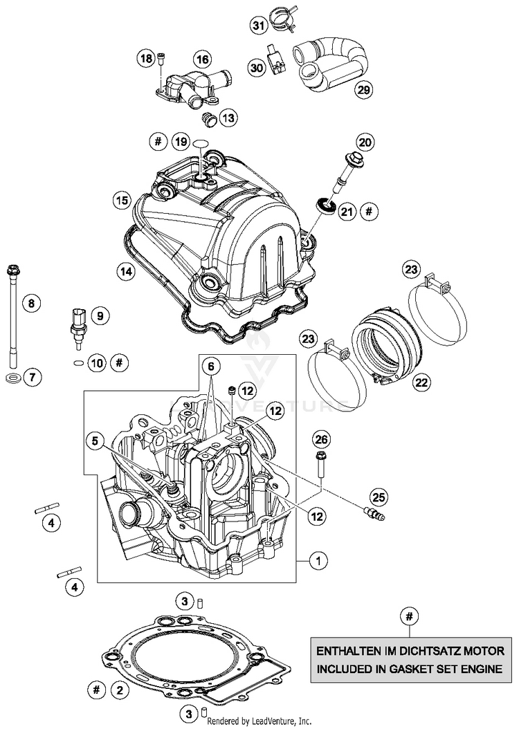 Cylinder Head 690 ENDURO R Engine - 2016 Schematic