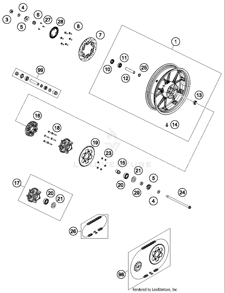 Rear Wheel RC 390 WHITE Chassis - 2016 Schematic