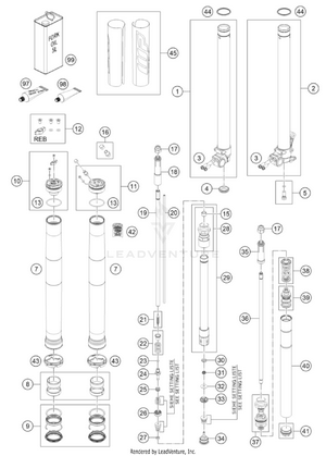 Front Fork Disassembled Schematic