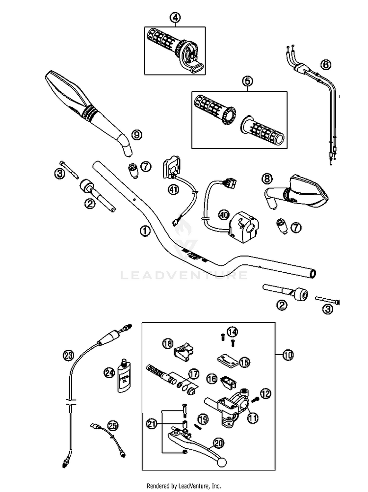 Handlebar, Controls 690 Supermoto Black Chassis - 2007 Schematic