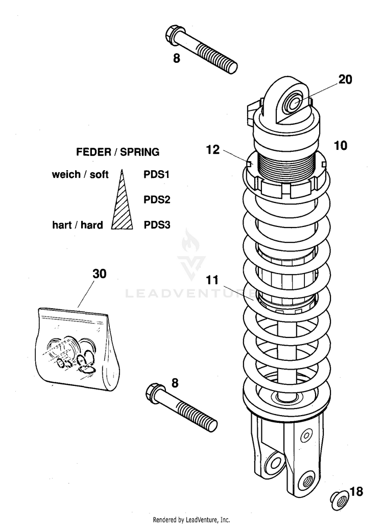 Shock Absorber Wp Pds 125 EXC Chassis - 2000 Schematic