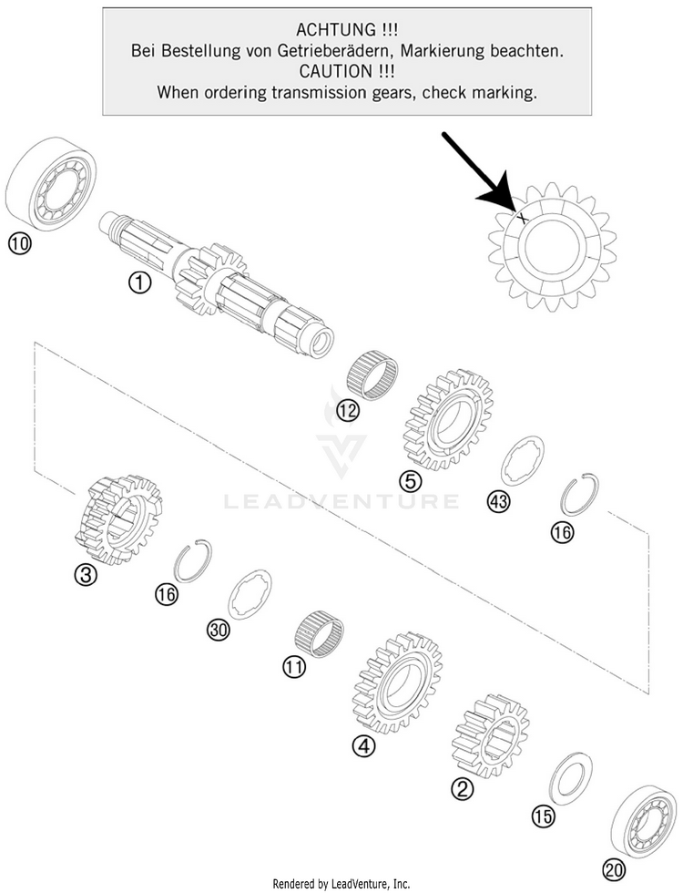 Transmission I - Main Shaft 250 SX Engine - 2011 Schematic