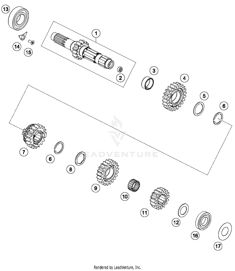Transmission I - Main Shaft 350 SX-F ENGINE - 2018 Schematic