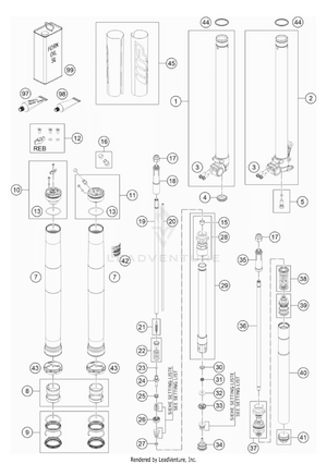 Front Fork Disassembled Schematic