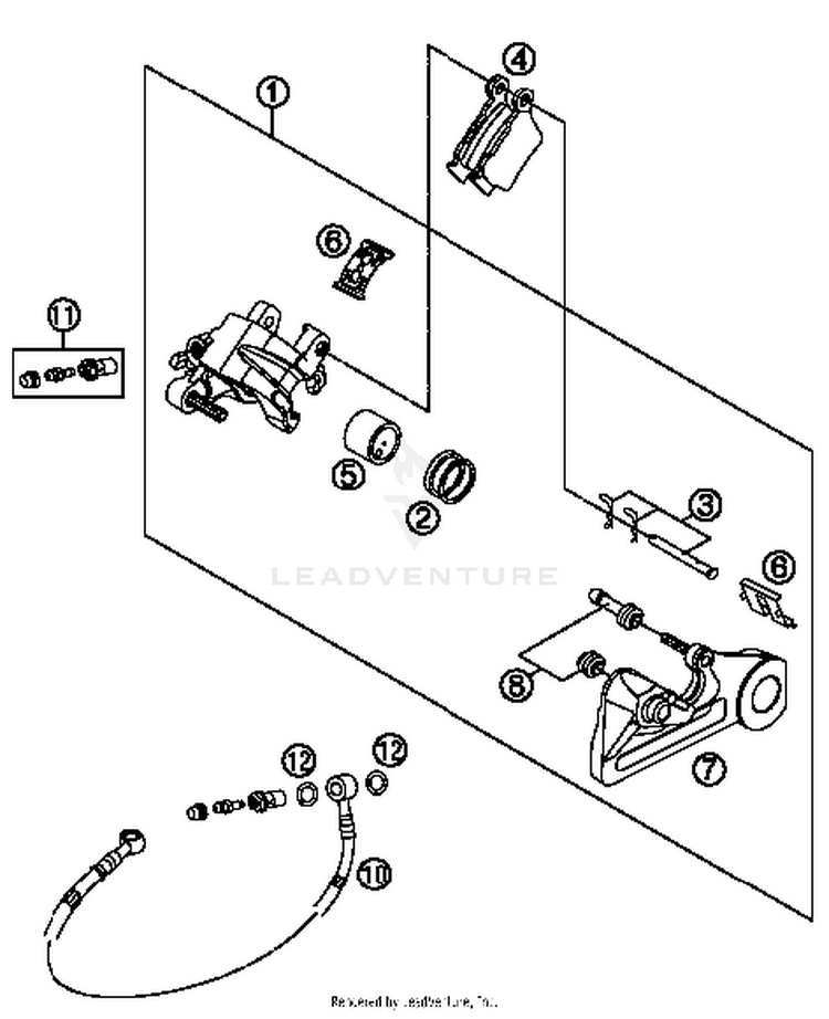 Brake Caliper Rear 300 XC Chassis - 2014 Schematic