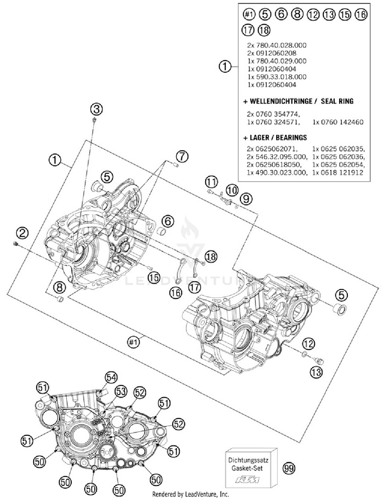 Engine Case 500 EXC Engine - 2012 Schematic