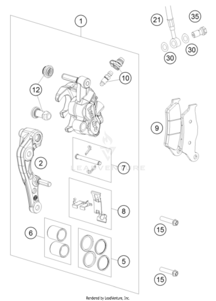 Front Brake Caliper 350 EXC-F US CHASSIS - 2024 Schematic