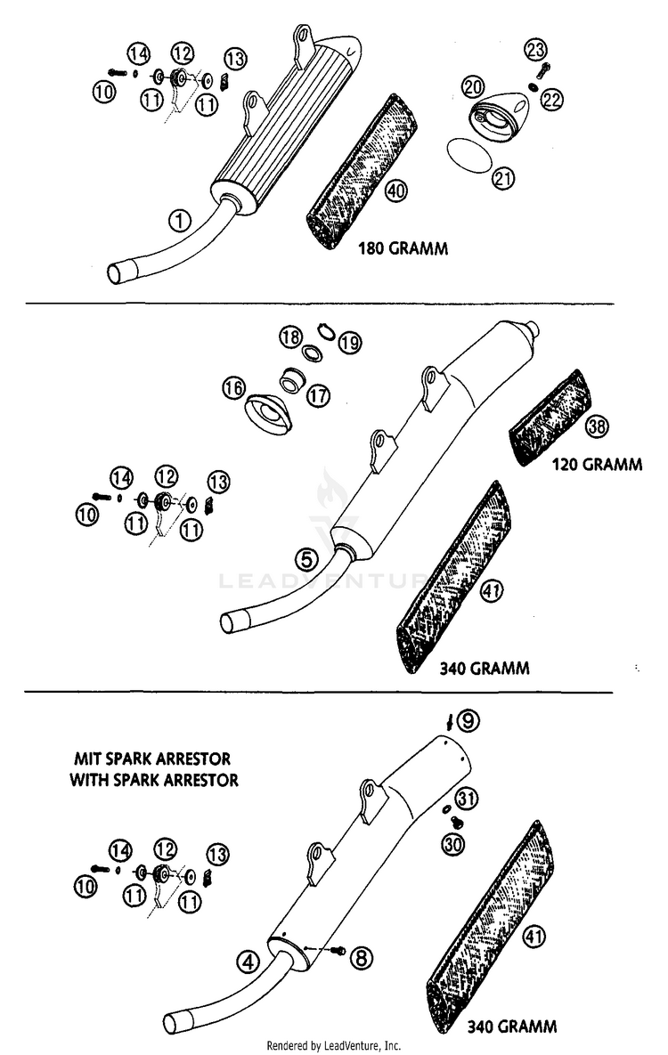 Exhaust Silencer 200 EXC Chassis - 2003 Schematic