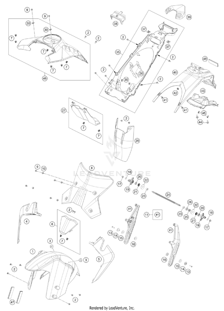 Mask, Fenders 1290 SUPER ADVENTURE S, orange CHASSIS - 2023 Schematic
