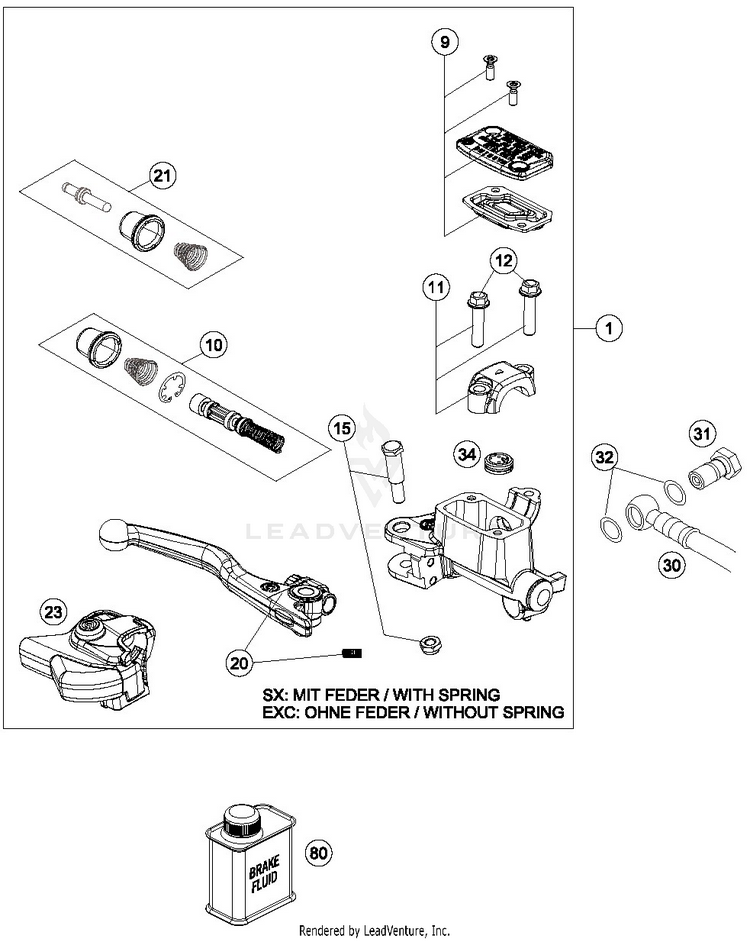 Front Brake Control 250 XC-W TPI CHASSIS - 2019 Schematic