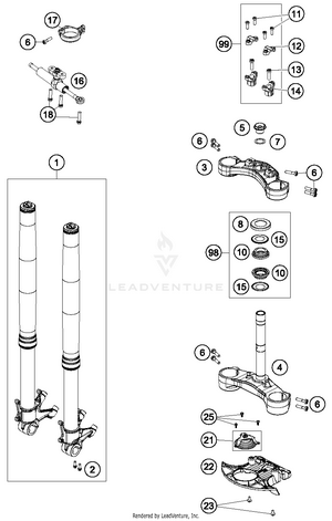 Front Fork, Triple Clamp Schematic