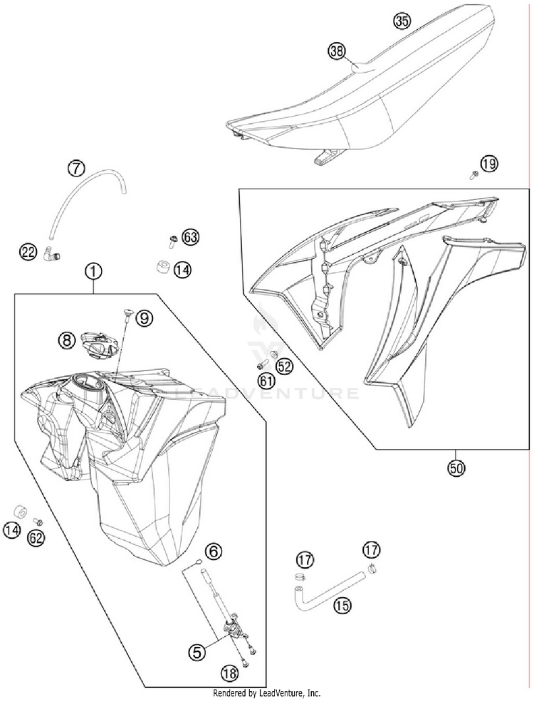 Tank, Seat, Cover 300 XC Chassis - 2012 Schematic