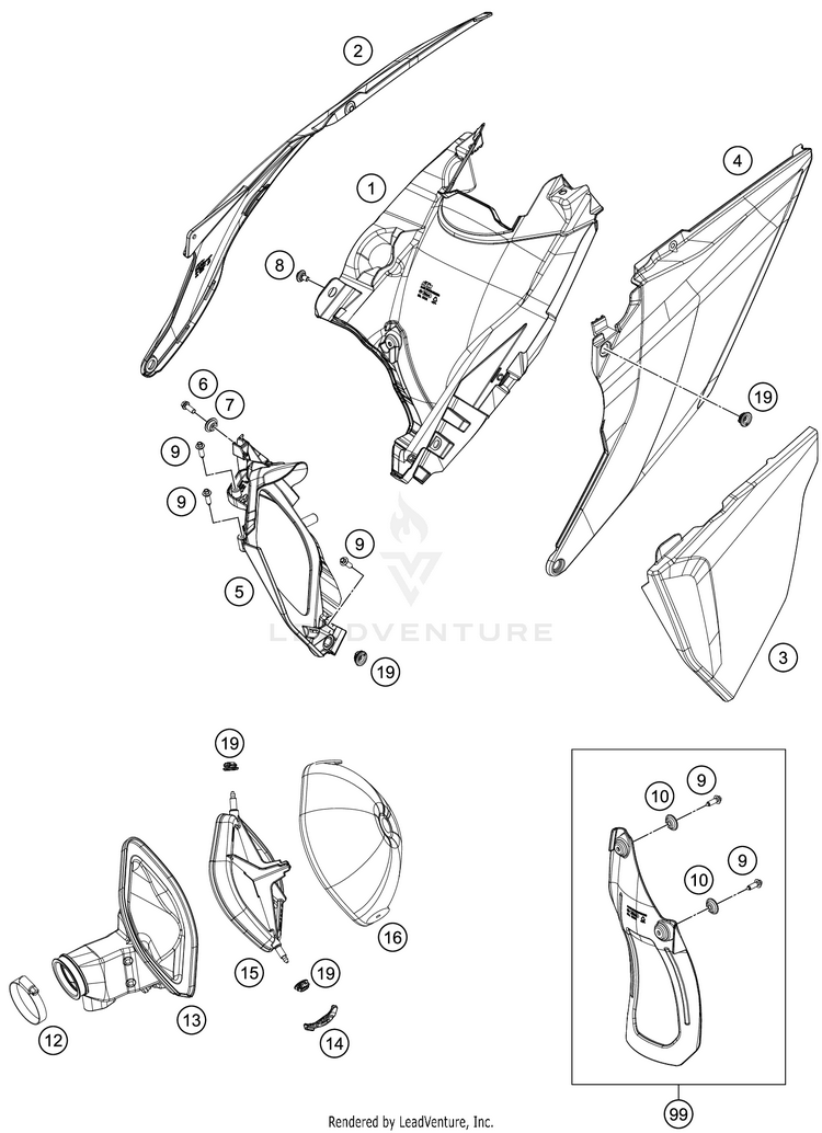 Air Filter 500 EXC-F SIX DAYS CHASSIS - 2020 Schematic