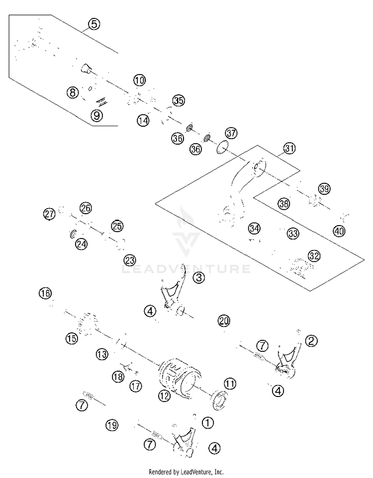 Shifting Mechanism 350 EXC-F Engine - 2013 Schematic