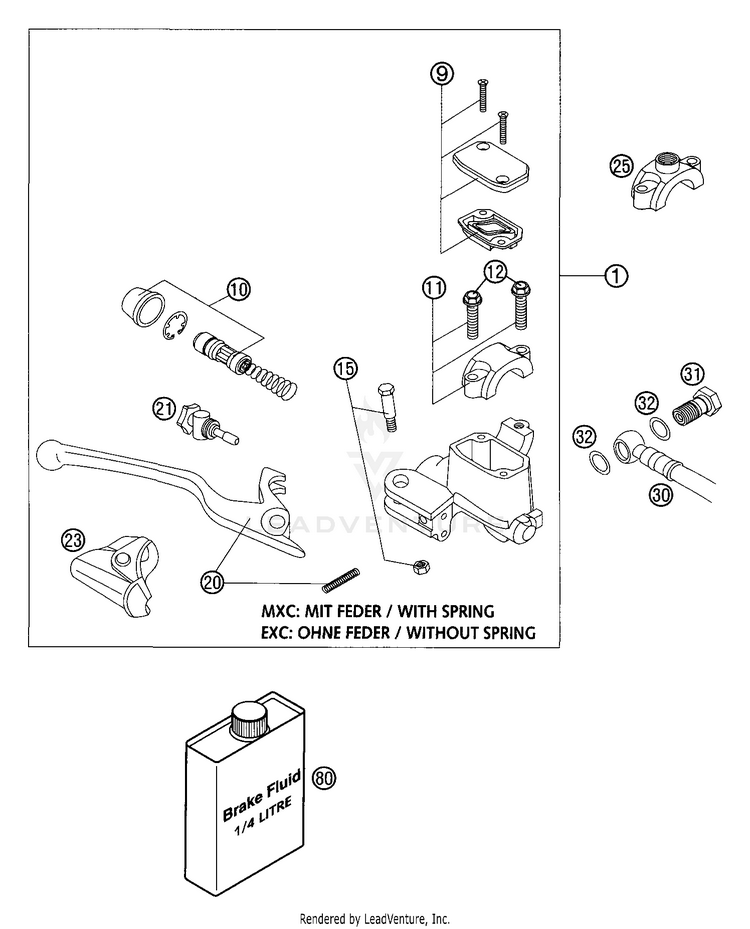 Hand Brake Cylinder 300 MXC Chassis - 2003 Schematic